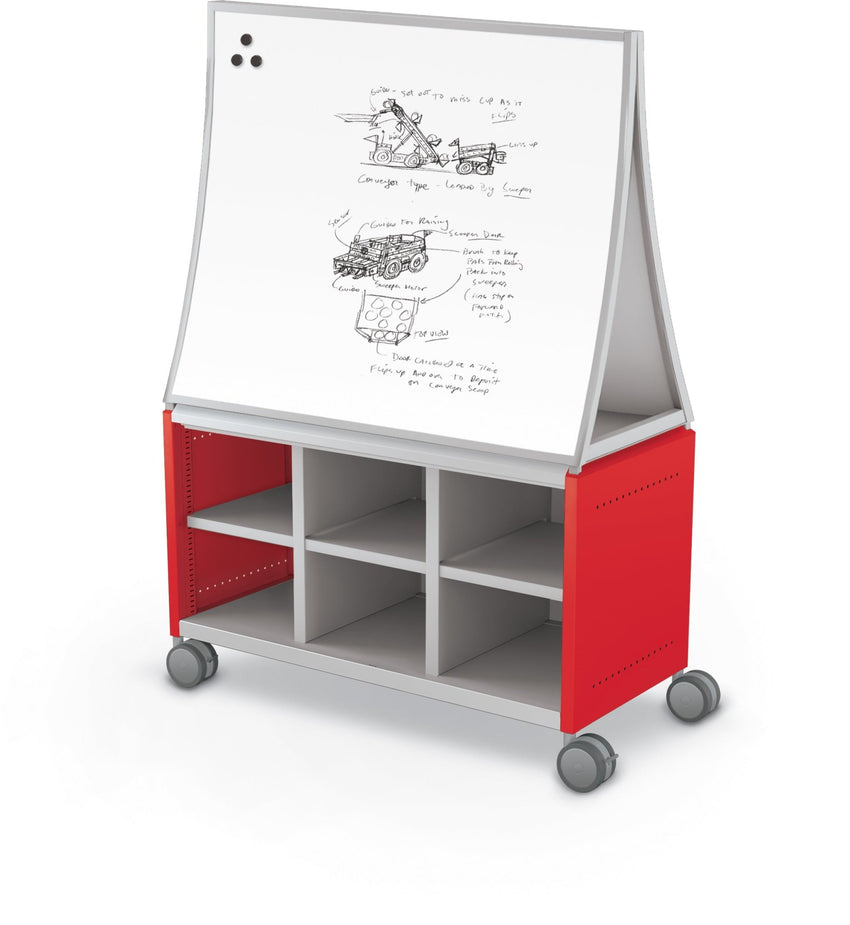 Mooreco Compass Cabinet Maxi H1 Standard Back Panel and Side Panels, No Doors with Cubbies, Casters and Ogee Board (MOR-A3A1X1E1B0) - SchoolOutlet