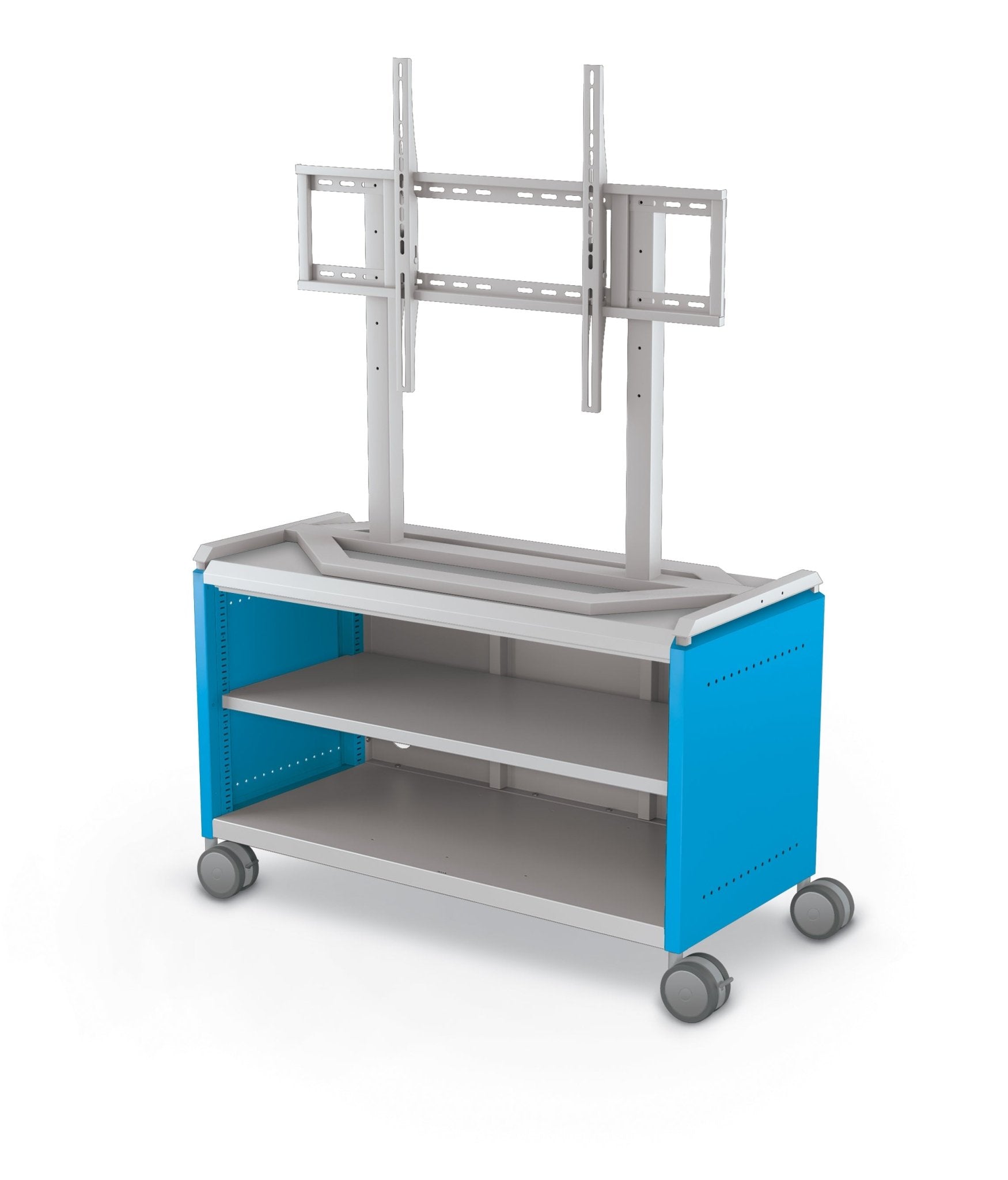 Mooreco Compass Cabinet Maxi H1 Standard Back and Side Panels, No Doors with Shelves, Casters and TV Mount (MOR-A3A1X1D1A0) - SchoolOutlet