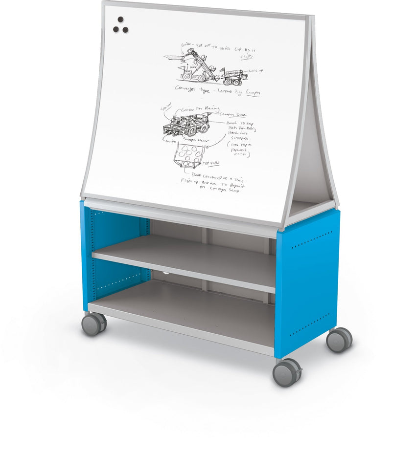 Mooreco Compass Cabinet Maxi H1 Standard Back and Side Panels, No Doors with Shelves, Casters and Ogee Board (MOR-A3A1X1D1B0) - SchoolOutlet