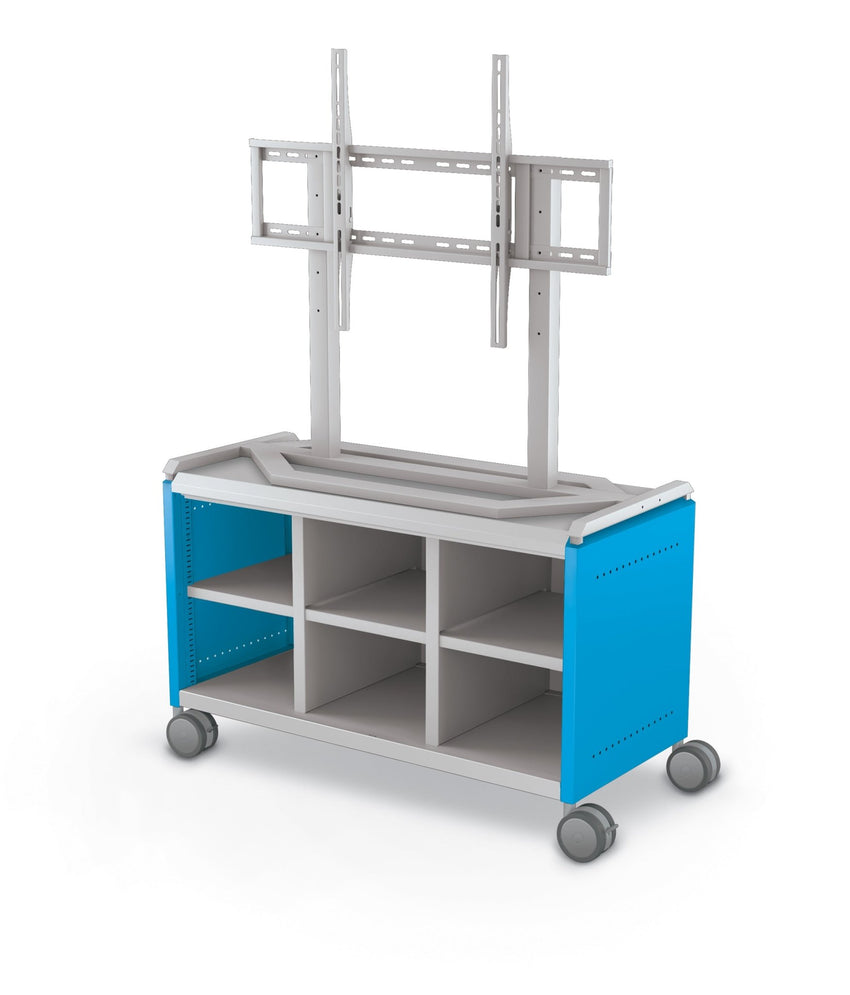 Mooreco Compass Cabinet Maxi H1 Standard Back and Side Panels, No Doors with Cubbies, Casters and TV Mount (MOR-A3A1X1E1A0) - SchoolOutlet