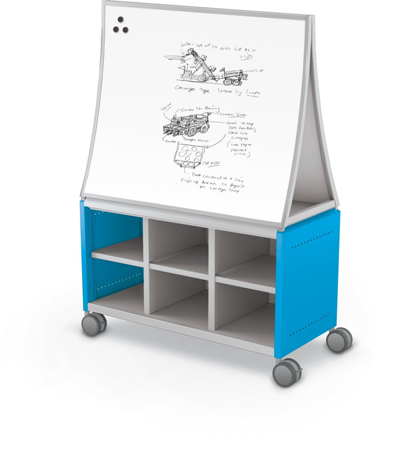Mooreco Compass Cabinet Maxi H1 Standard Back Panel and Side Panels, No Doors with Cubbies, Casters and Ogee Board (MOR-A3A1X1E1B0) - SchoolOutlet