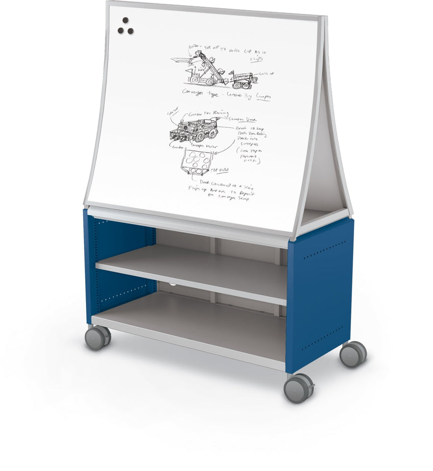 Mooreco Compass Cabinet Maxi H1 Standard Back and Side Panels, No Doors with Shelves, Casters and Ogee Board (MOR-A3A1X1D1B0) - SchoolOutlet
