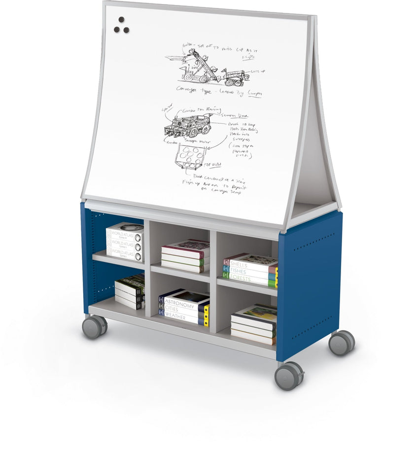 Mooreco Compass Cabinet Maxi H1 Standard Back Panel and Side Panels, No Doors with Cubbies, Casters and Ogee Board (MOR-A3A1X1E1B0) - SchoolOutlet