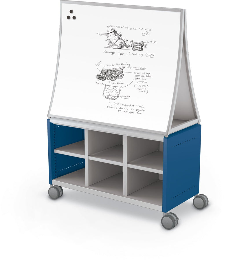 Mooreco Compass Cabinet Maxi H1 Standard Back Panel and Side Panels, No Doors with Cubbies, Casters and Ogee Board (MOR-A3A1X1E1B0) - SchoolOutlet
