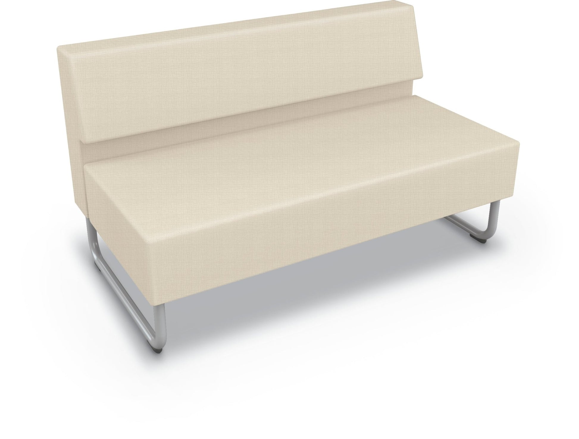 Mooreco Akt Soft Seating Lounge Loveseat - Armless - Grade 02 Fabric and Powder Coated Sled Legs - SchoolOutlet