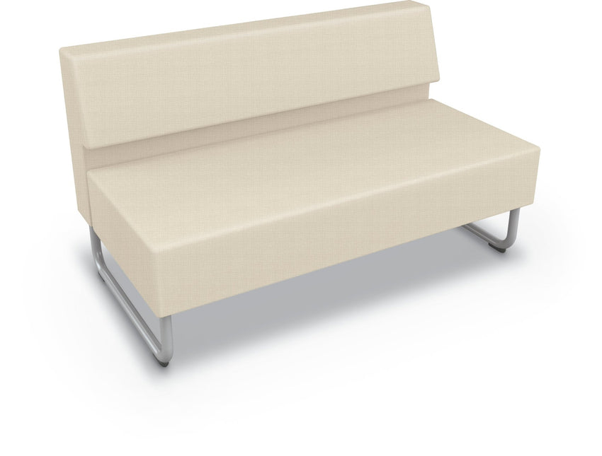 Mooreco Akt Soft Seating Lounge Loveseat - Armless - Grade 02 Fabric and Powder Coated Sled Legs - SchoolOutlet
