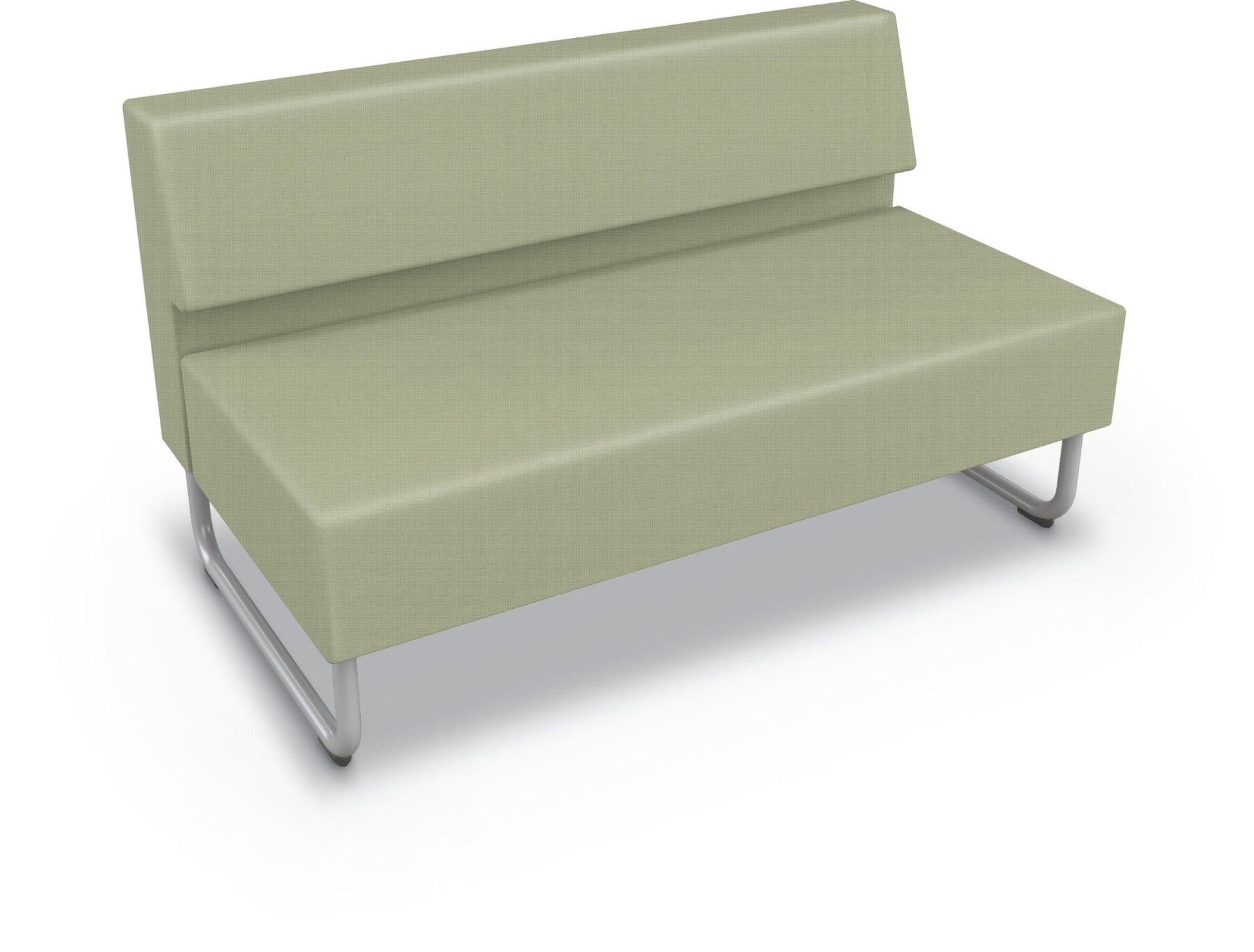 Mooreco Akt Soft Seating Lounge Loveseat - Armless - Grade 02 Fabric and Powder Coated Sled Legs - SchoolOutlet