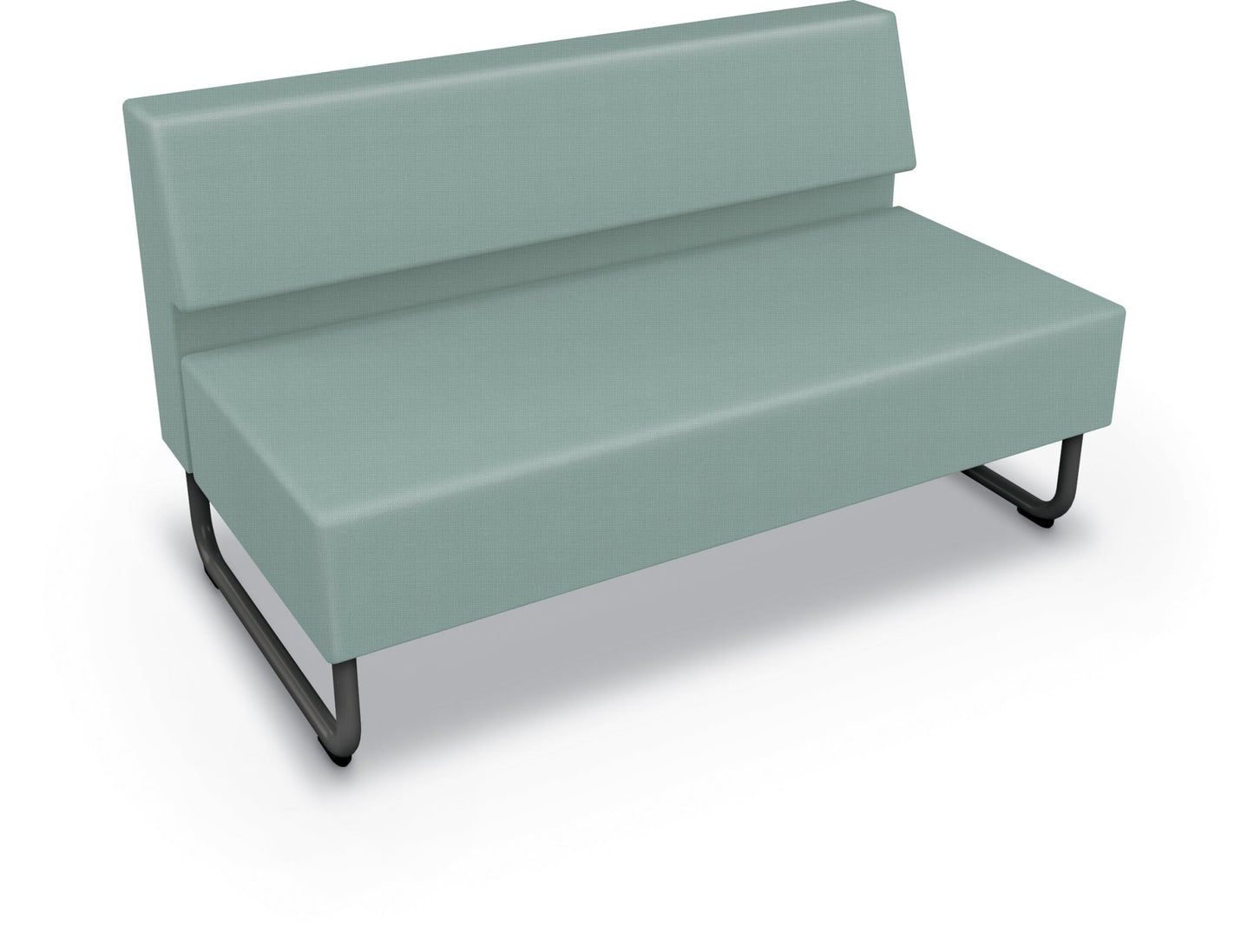 Mooreco Akt Soft Seating Lounge Loveseat - Armless - Grade 02 Fabric and Powder Coated Sled Legs - SchoolOutlet