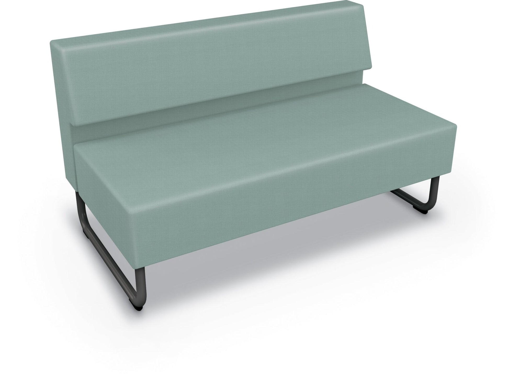 Mooreco Akt Soft Seating Lounge Loveseat - Armless - Grade 02 Fabric and Powder Coated Sled Legs - SchoolOutlet