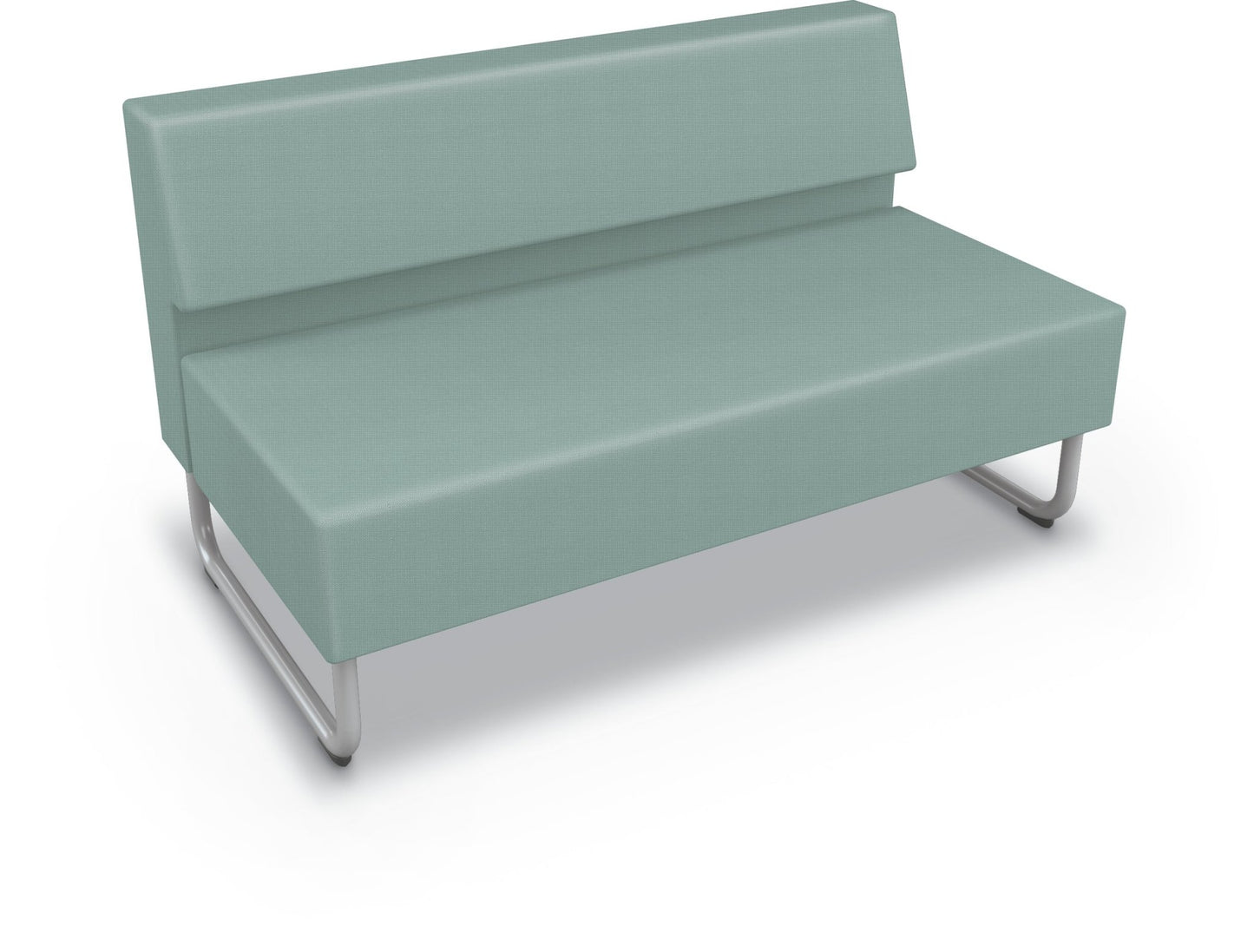 Mooreco Akt Soft Seating Lounge Loveseat - Armless - Grade 02 Fabric and Powder Coated Sled Legs - SchoolOutlet