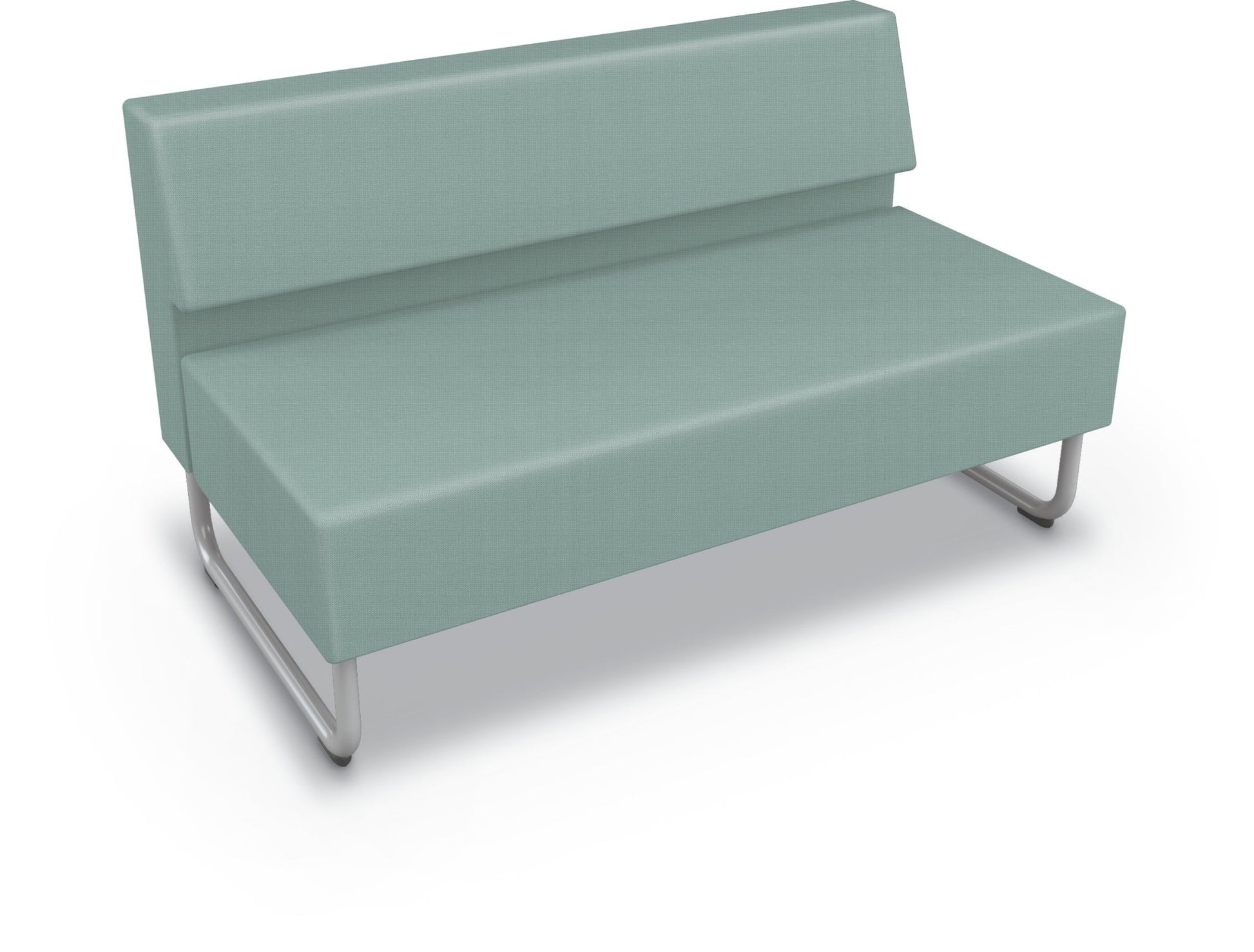 Mooreco Akt Soft Seating Lounge Loveseat - Armless - Grade 02 Fabric and Powder Coated Sled Legs - SchoolOutlet