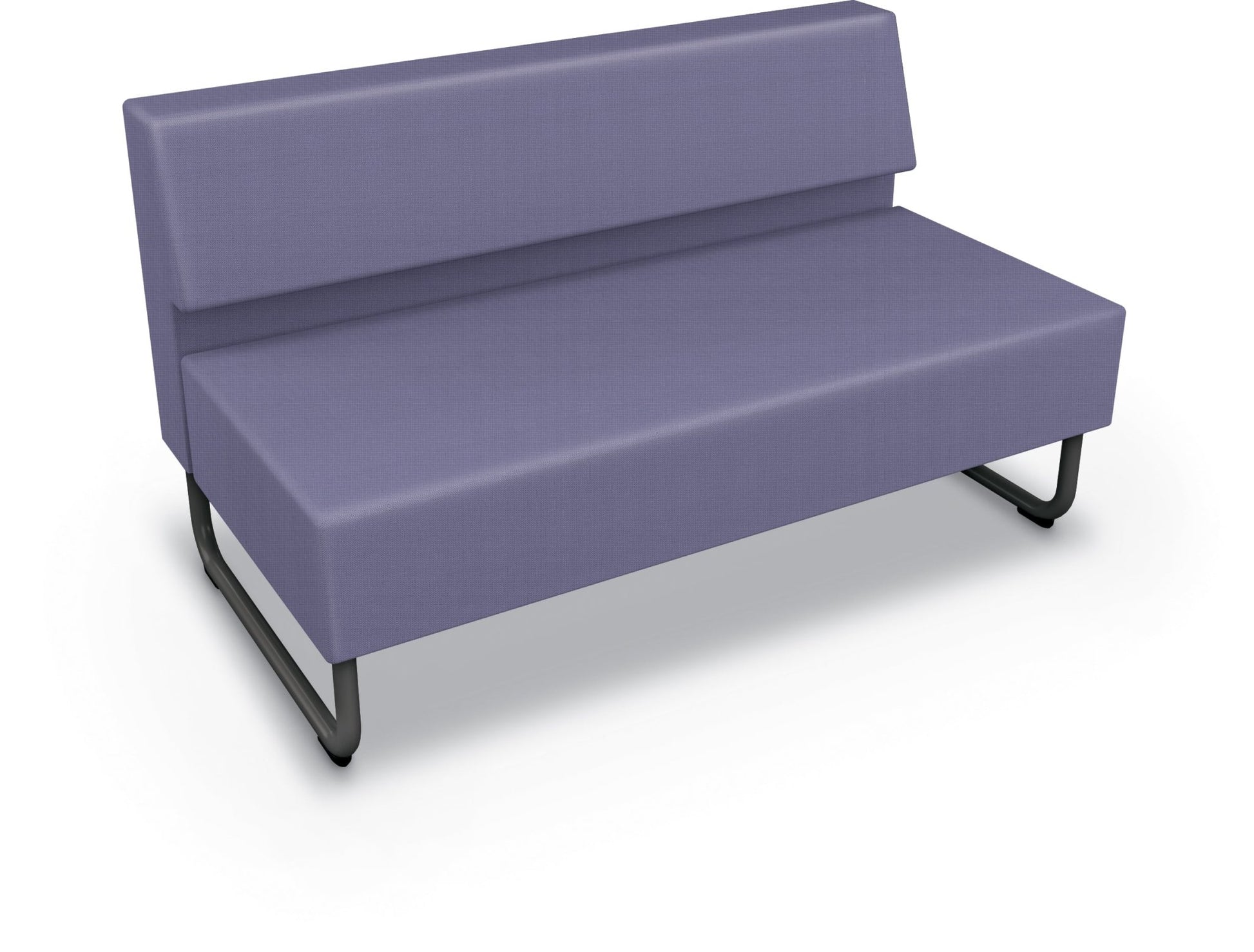 Mooreco Akt Soft Seating Lounge Loveseat - Armless - Grade 02 Fabric and Powder Coated Sled Legs - SchoolOutlet