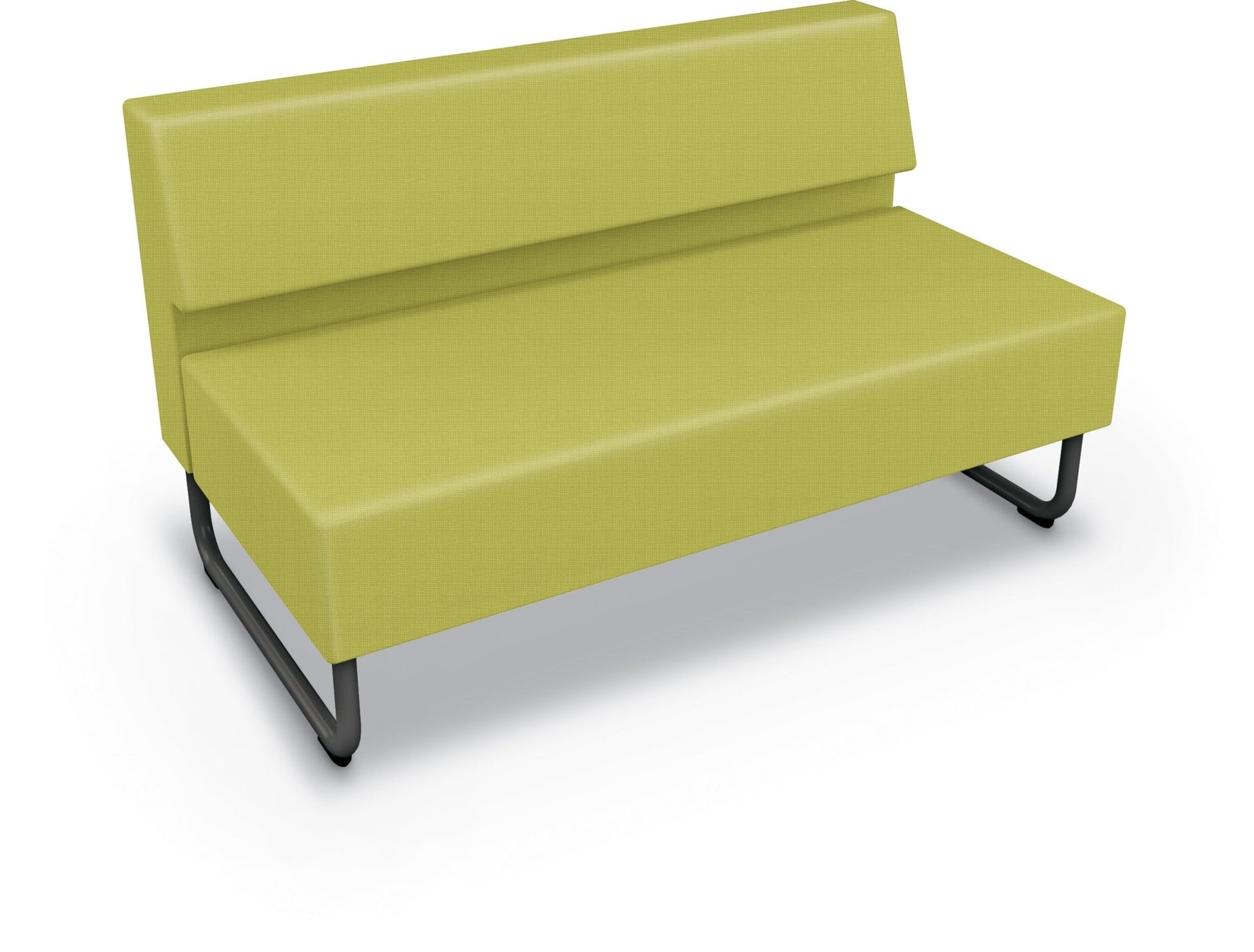 Mooreco Akt Soft Seating Lounge Loveseat - Armless - Grade 02 Fabric and Powder Coated Sled Legs - SchoolOutlet