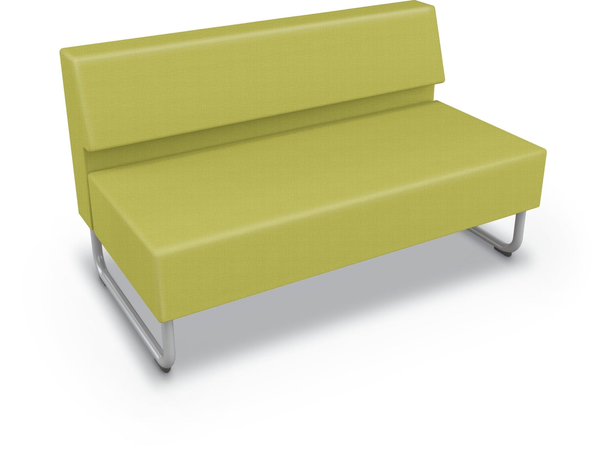 Mooreco Akt Soft Seating Lounge Loveseat - Armless - Grade 02 Fabric and Powder Coated Sled Legs - SchoolOutlet