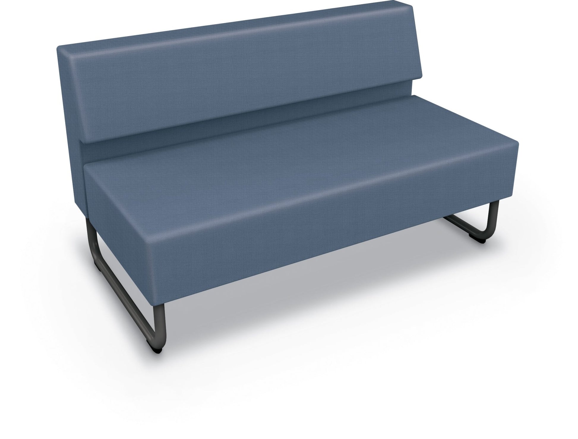 Mooreco Akt Soft Seating Lounge Loveseat - Armless - Grade 02 Fabric and Powder Coated Sled Legs - SchoolOutlet