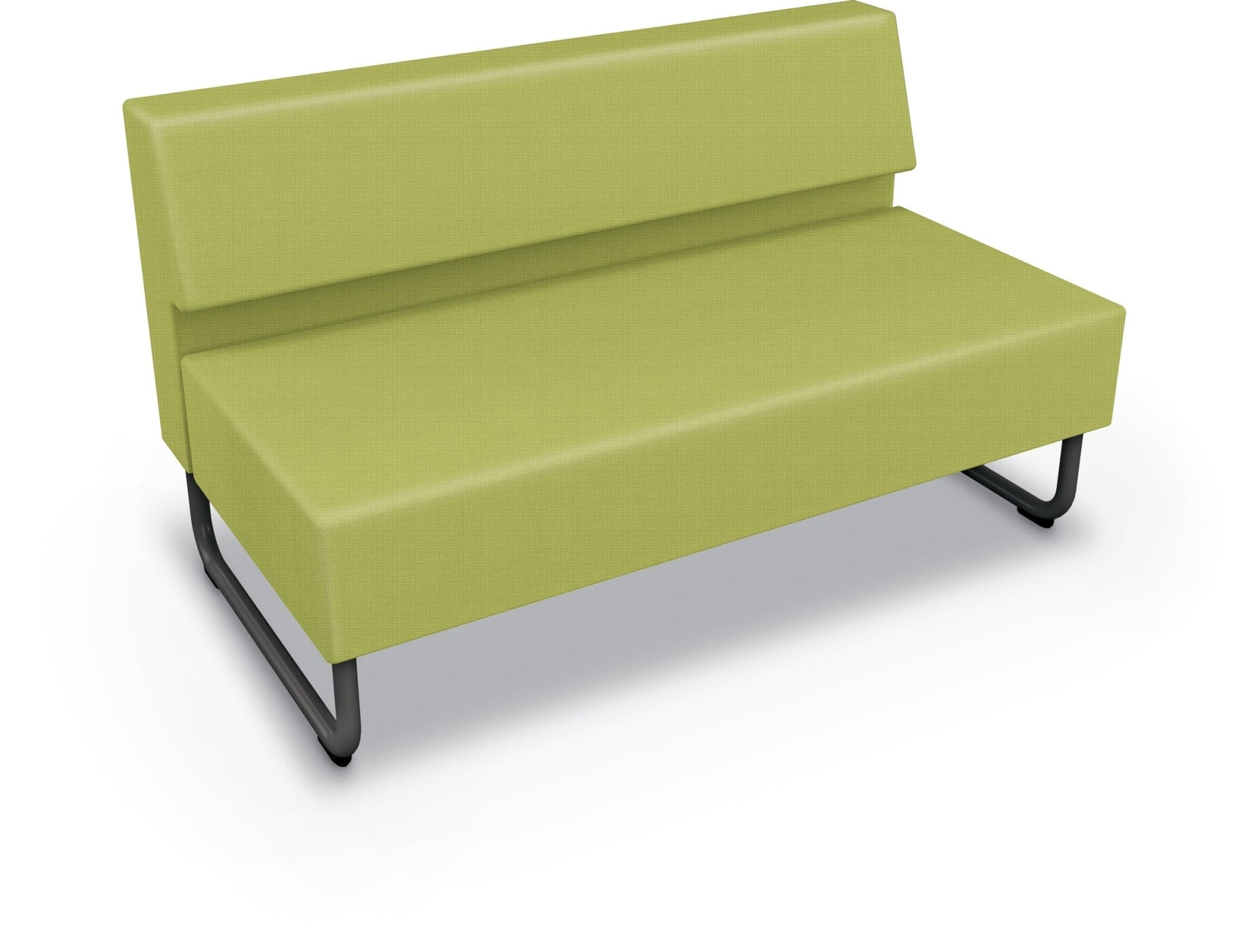 Mooreco Akt Soft Seating Lounge Loveseat - Armless - Grade 02 Fabric and Powder Coated Sled Legs - SchoolOutlet