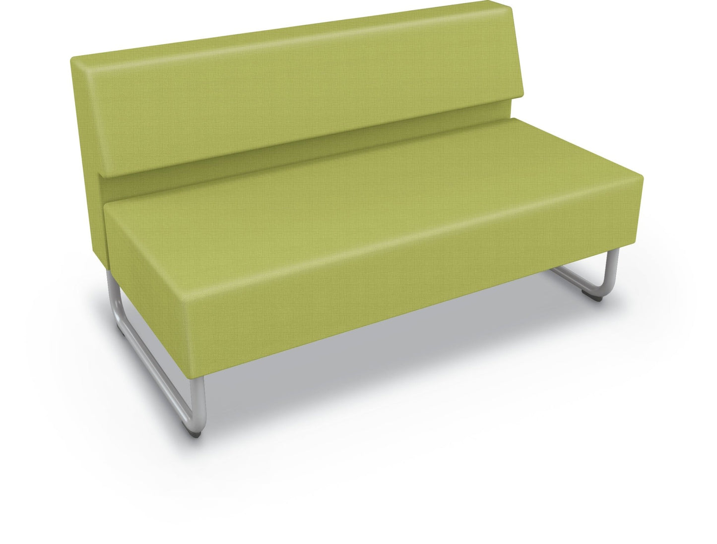 Mooreco Akt Soft Seating Lounge Loveseat - Armless - Grade 02 Fabric and Powder Coated Sled Legs - SchoolOutlet