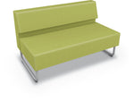 Mooreco Akt Soft Seating Lounge Loveseat - Armless - Grade 02 Fabric and Powder Coated Sled Legs - SchoolOutlet