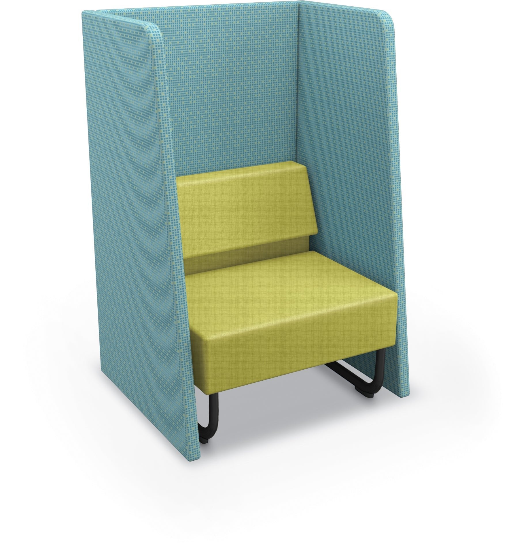 Mooreco Akt Soft Seating Lounge High Back Chair - Grade 02 Fabric and Powder Coated Sled Legs - SchoolOutlet