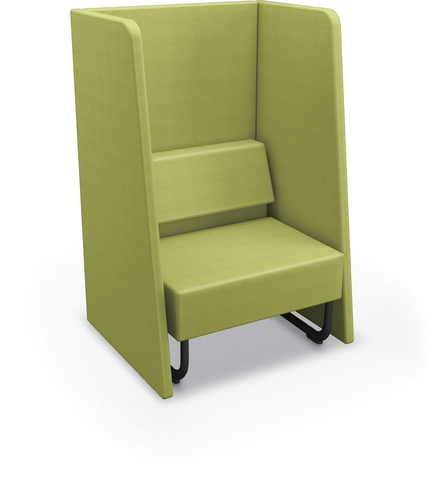 Mooreco Akt Soft Seating Lounge High Back Chair - Grade 02 Fabric and Powder Coated Sled Legs - SchoolOutlet