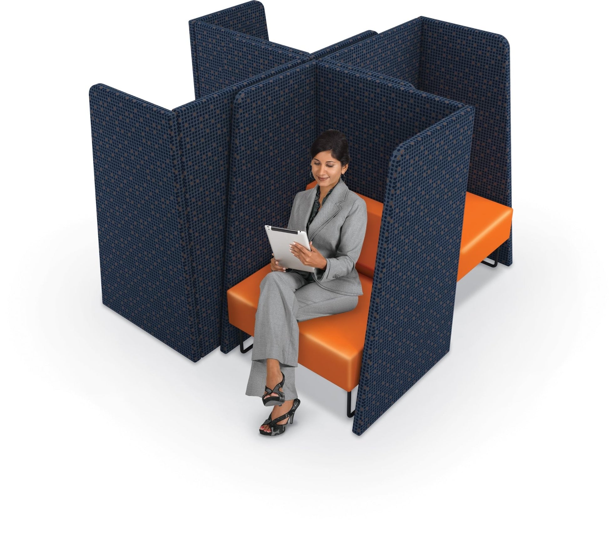 Mooreco Akt Soft Seating Lounge High Back Chair - Grade 02 Fabric and Powder Coated Sled Legs - SchoolOutlet