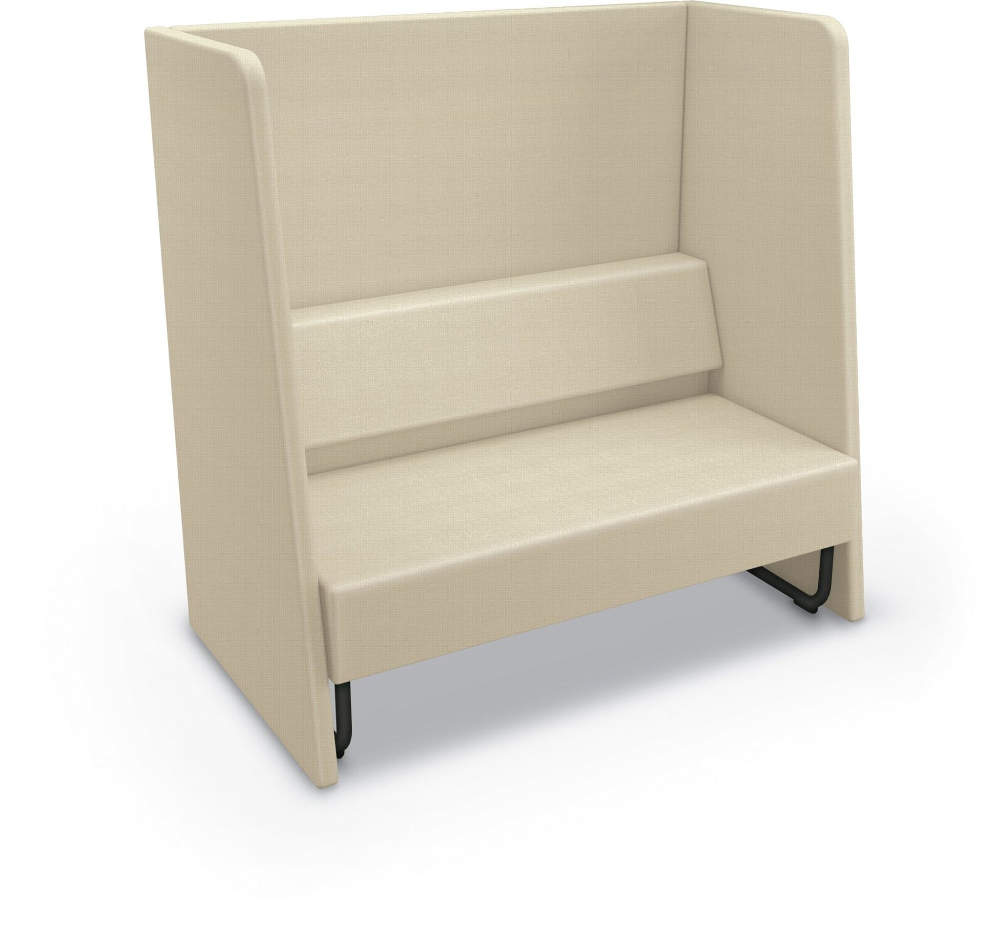 Mooreco Akt Soft Seating Lounge High Back Loveseat - Grade 02 Fabric and Powder Coated Sled Legs - SchoolOutlet