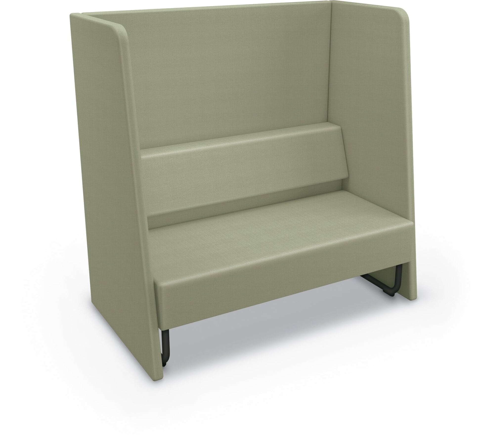 Mooreco Akt Soft Seating Lounge High Back Loveseat - Grade 02 Fabric and Powder Coated Sled Legs - SchoolOutlet