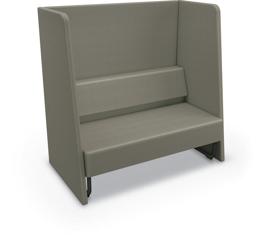 Mooreco Akt Soft Seating Lounge High Back Loveseat - Grade 02 Fabric and Powder Coated Sled Legs - SchoolOutlet