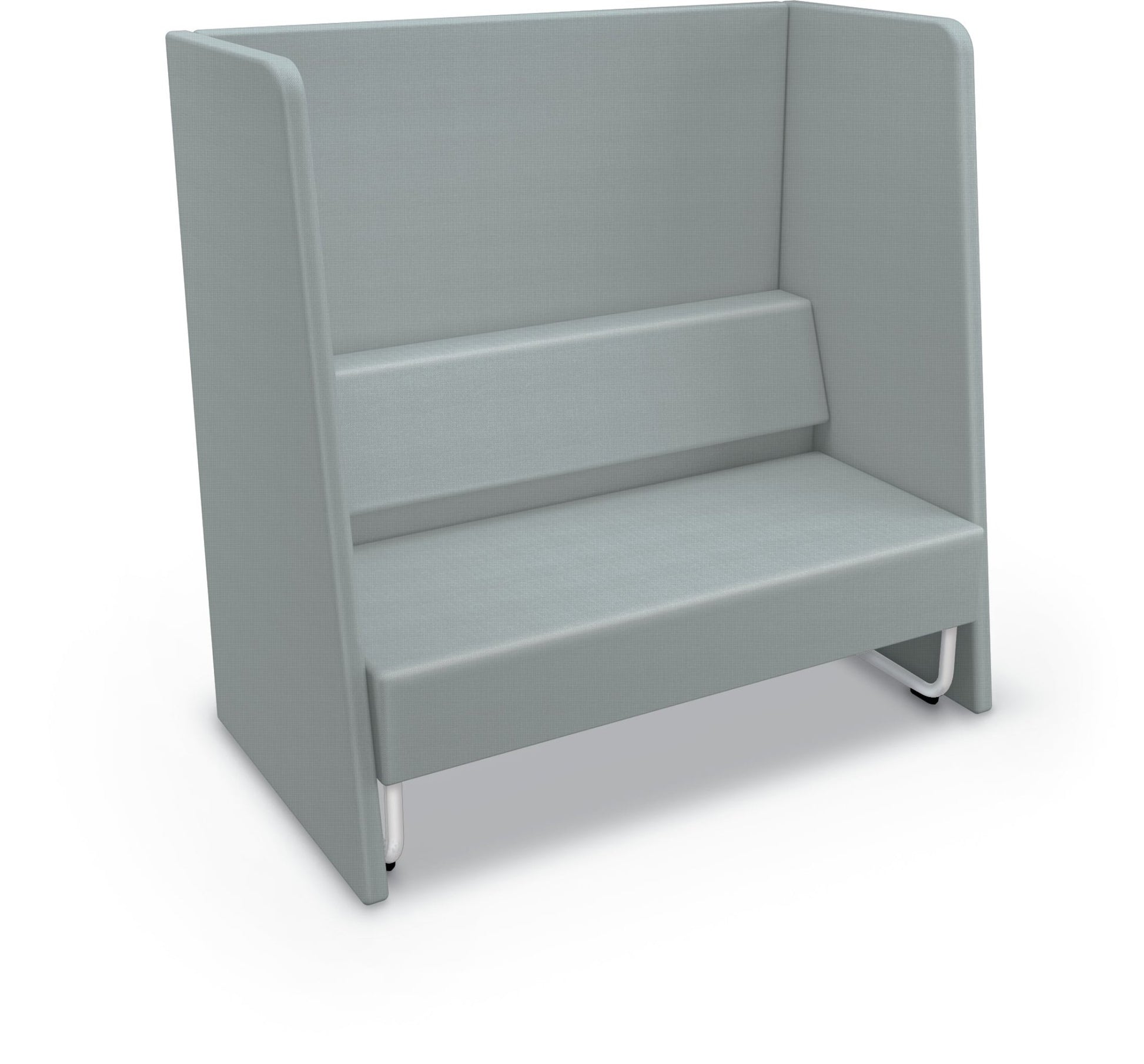 Mooreco Akt Soft Seating Lounge High Back Loveseat - Grade 02 Fabric and Powder Coated Sled Legs - SchoolOutlet