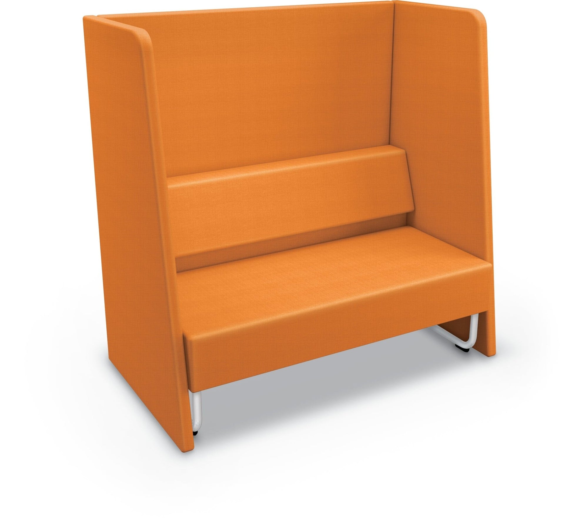 Mooreco Akt Soft Seating Lounge High Back Loveseat - Grade 02 Fabric and Powder Coated Sled Legs - SchoolOutlet