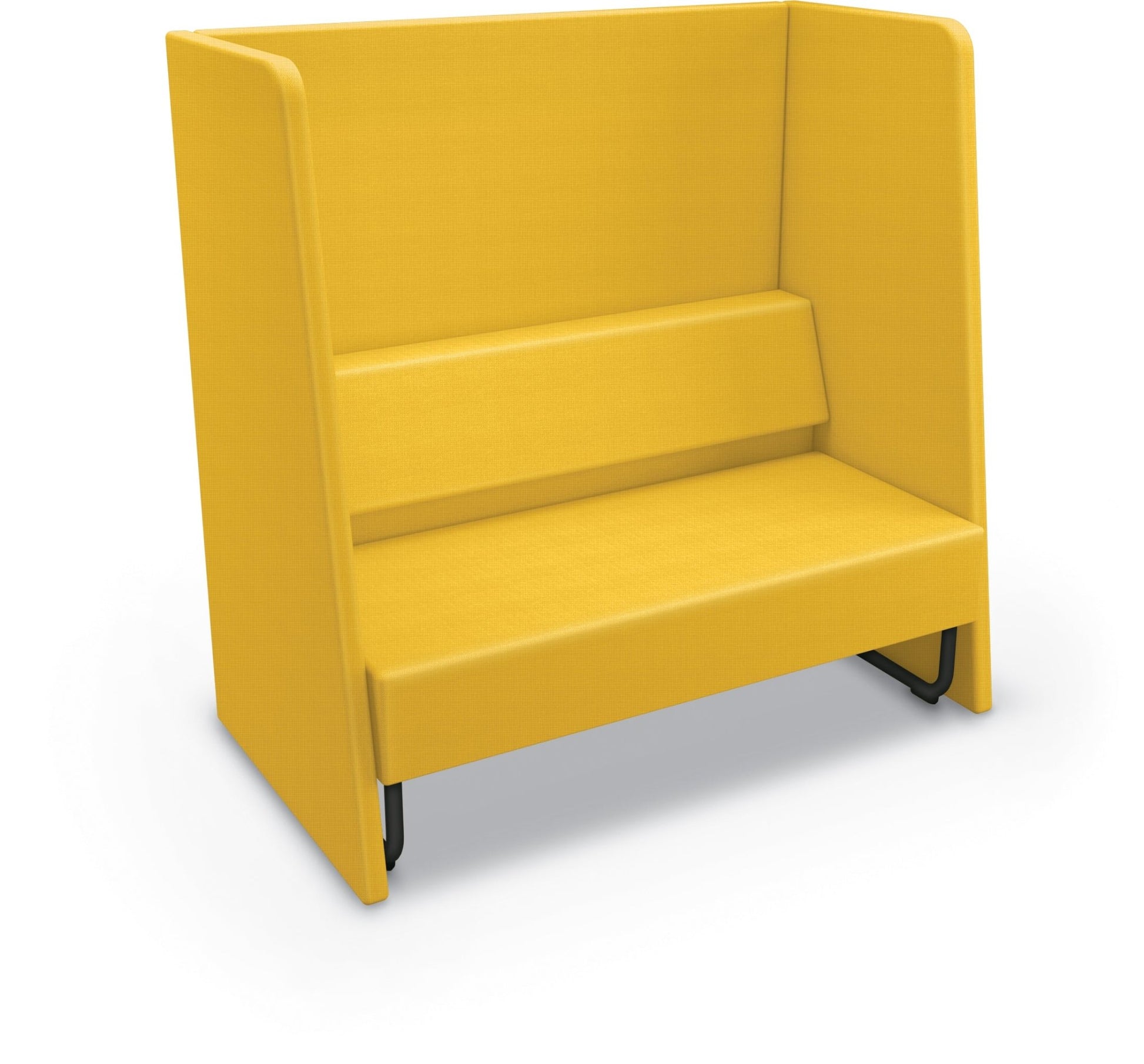 Mooreco Akt Soft Seating Lounge High Back Loveseat - Grade 02 Fabric and Powder Coated Sled Legs - SchoolOutlet