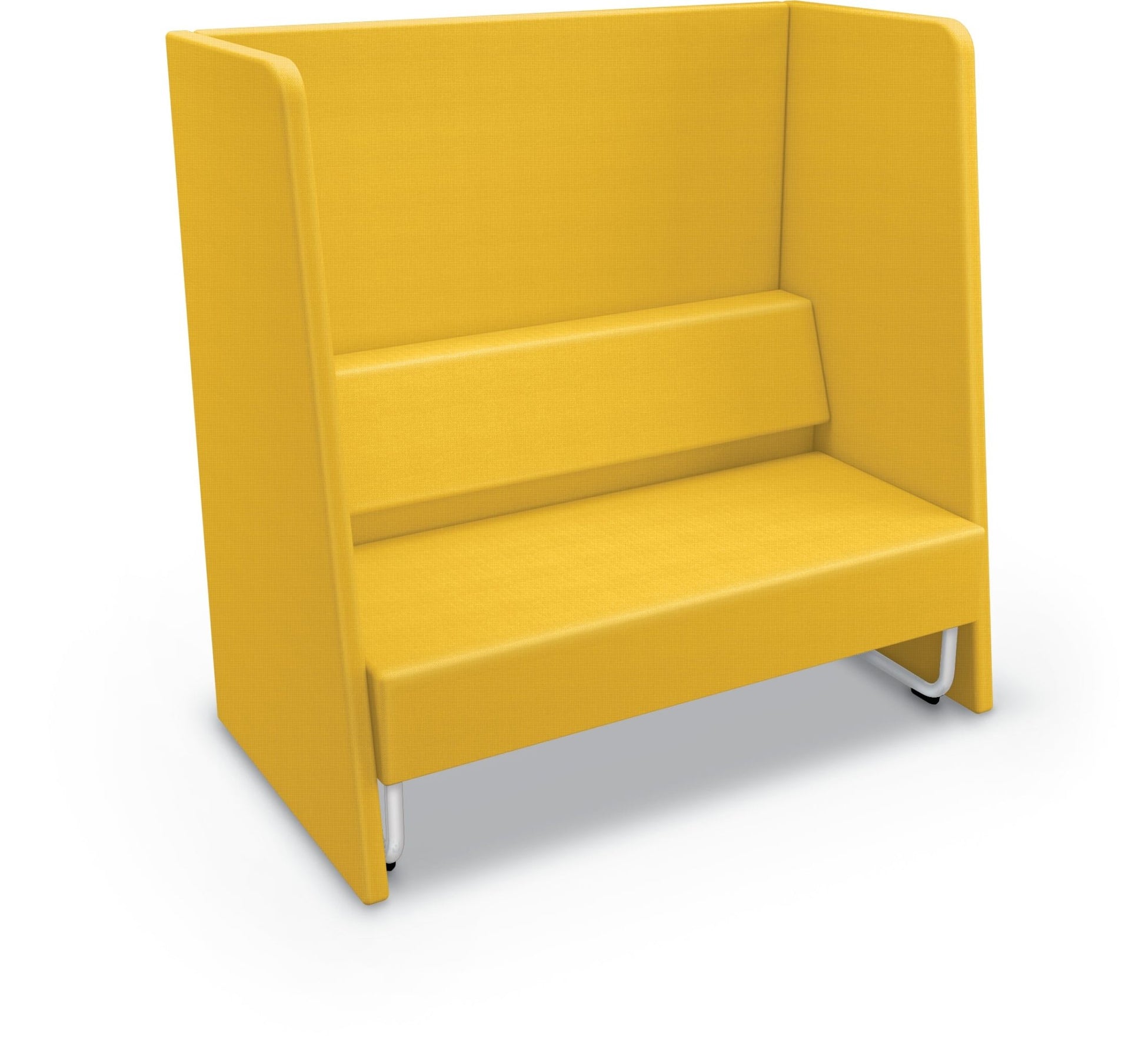 Mooreco Akt Soft Seating Lounge High Back Loveseat - Grade 02 Fabric and Powder Coated Sled Legs - SchoolOutlet
