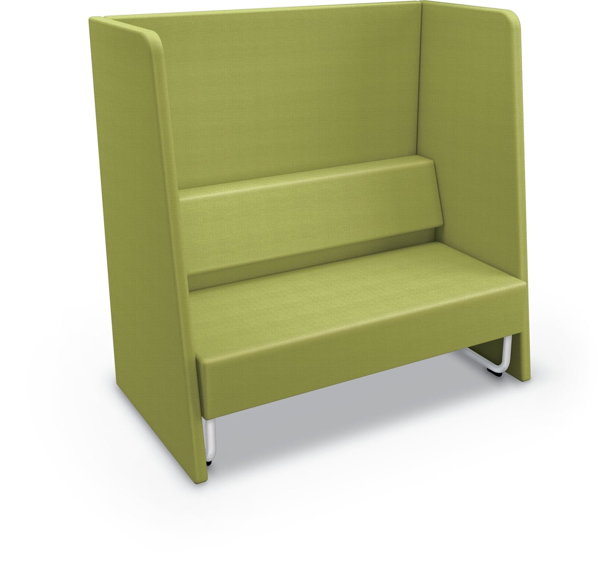 Mooreco Akt Soft Seating Lounge High Back Loveseat - Grade 02 Fabric and Powder Coated Sled Legs - SchoolOutlet