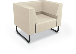 Mooreco Akt Soft Seating Lounge Chair - Both Arms - Grade 02 Fabric and Powder Coated Sled Legs