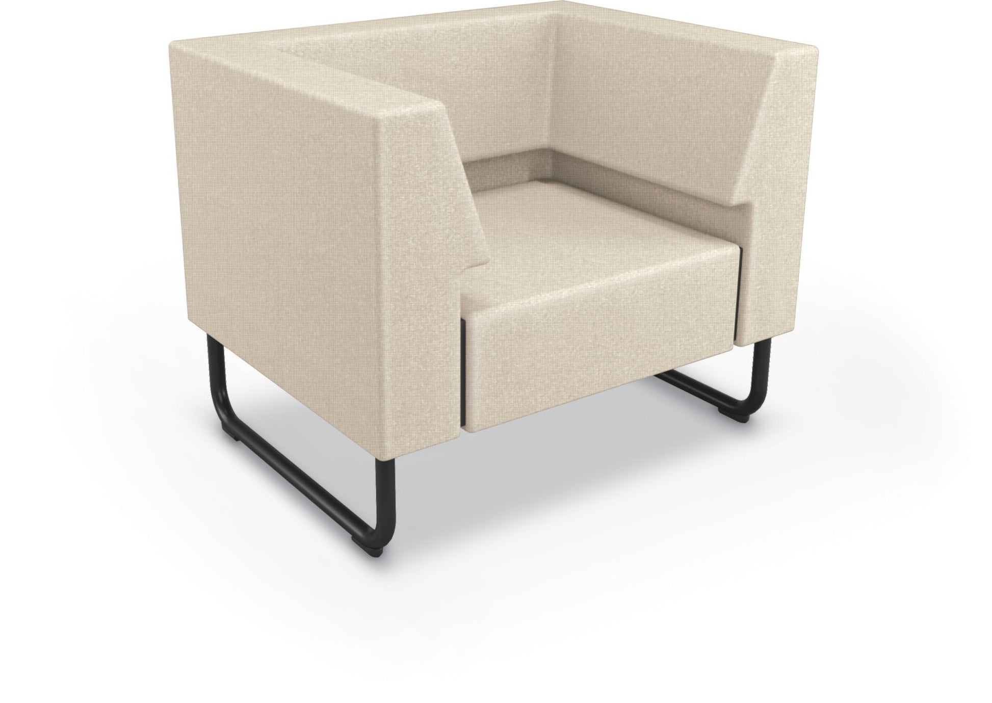 Mooreco Akt Soft Seating Lounge Chair - Both Arms - Grade 02 Fabric and Powder Coated Sled Legs - SchoolOutlet