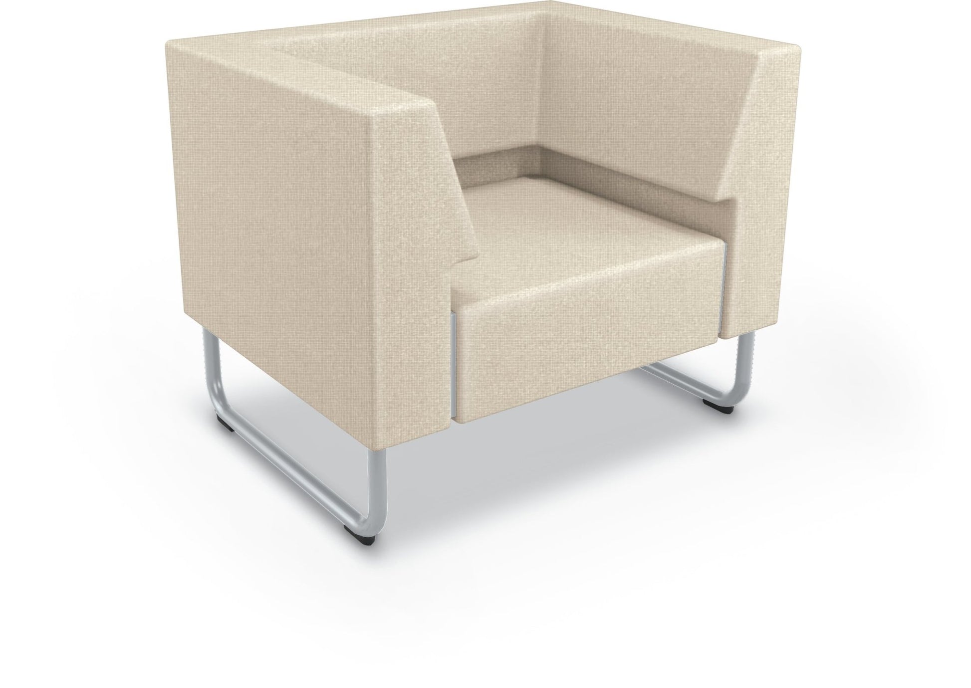 Mooreco Akt Soft Seating Lounge Chair - Both Arms - Grade 02 Fabric and Powder Coated Sled Legs - SchoolOutlet