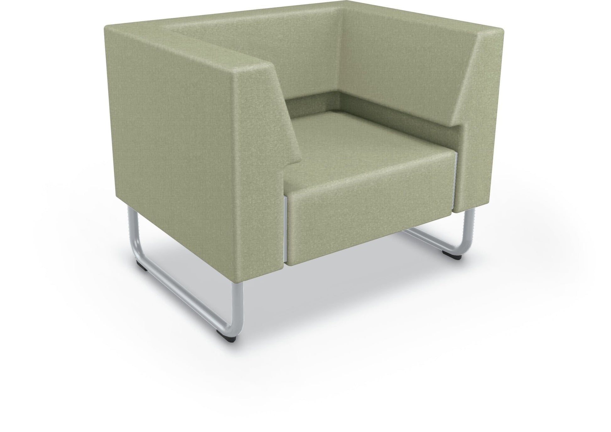 Mooreco Akt Soft Seating Lounge Chair - Both Arms - Grade 02 Fabric and Powder Coated Sled Legs - SchoolOutlet