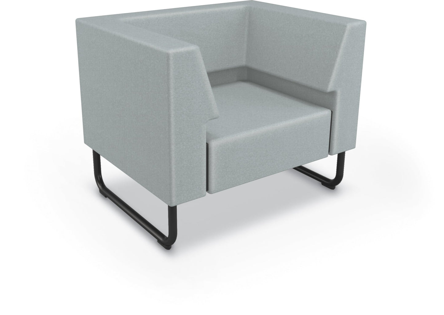 Mooreco Akt Soft Seating Lounge Chair - Both Arms - Grade 02 Fabric and Powder Coated Sled Legs - SchoolOutlet