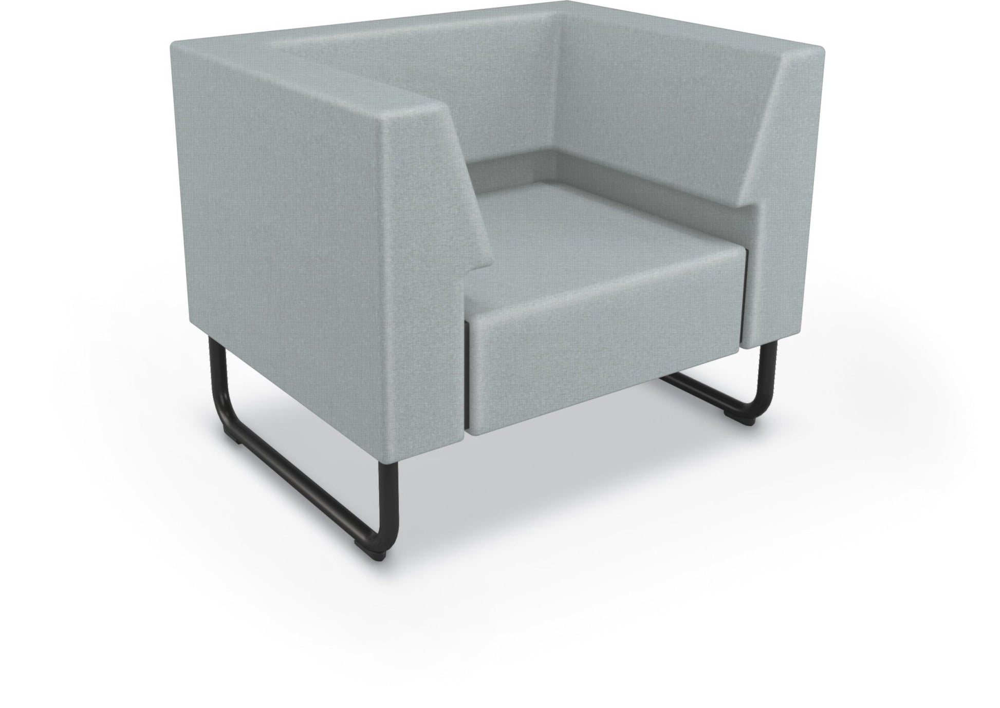Mooreco Akt Soft Seating Lounge Chair - Both Arms - Grade 02 Fabric and Powder Coated Sled Legs - SchoolOutlet