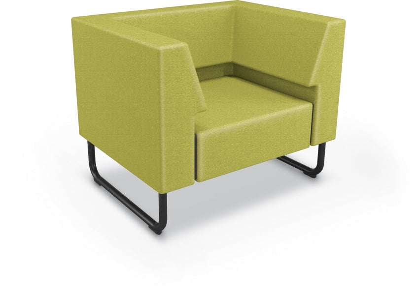 Mooreco Akt Soft Seating Lounge Chair - Both Arms - Grade 02 Fabric and Powder Coated Sled Legs - SchoolOutlet