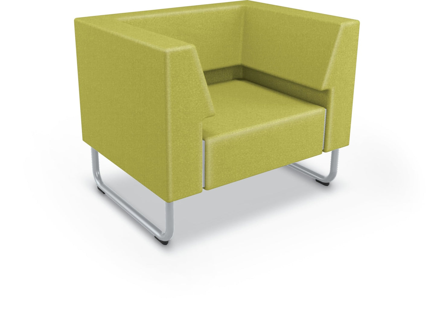 Mooreco Akt Soft Seating Lounge Chair - Both Arms - Grade 02 Fabric and Powder Coated Sled Legs - SchoolOutlet
