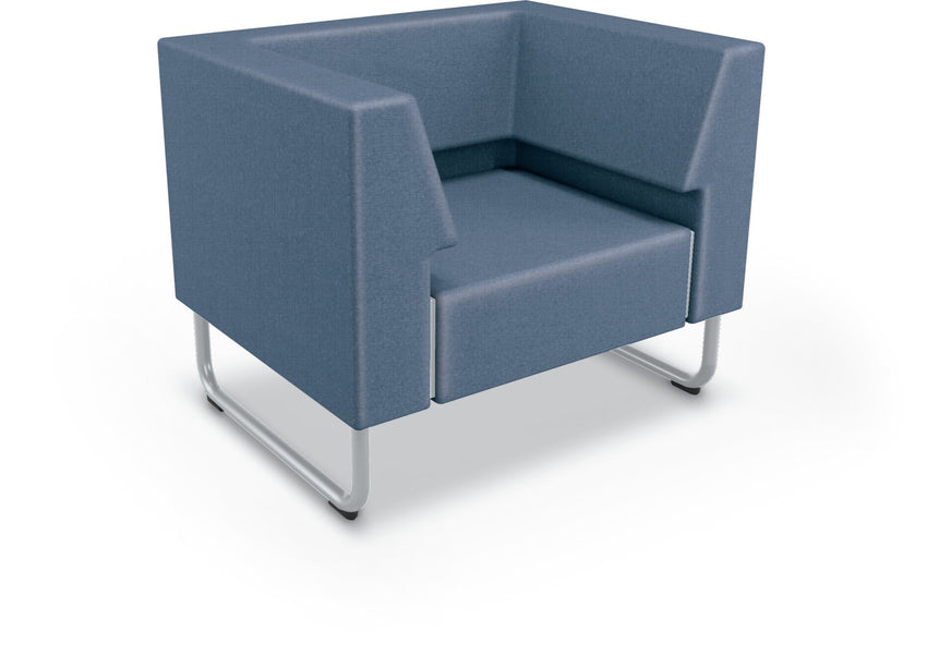 Mooreco Akt Soft Seating Lounge Chair - Both Arms - Grade 02 Fabric and Powder Coated Sled Legs - SchoolOutlet