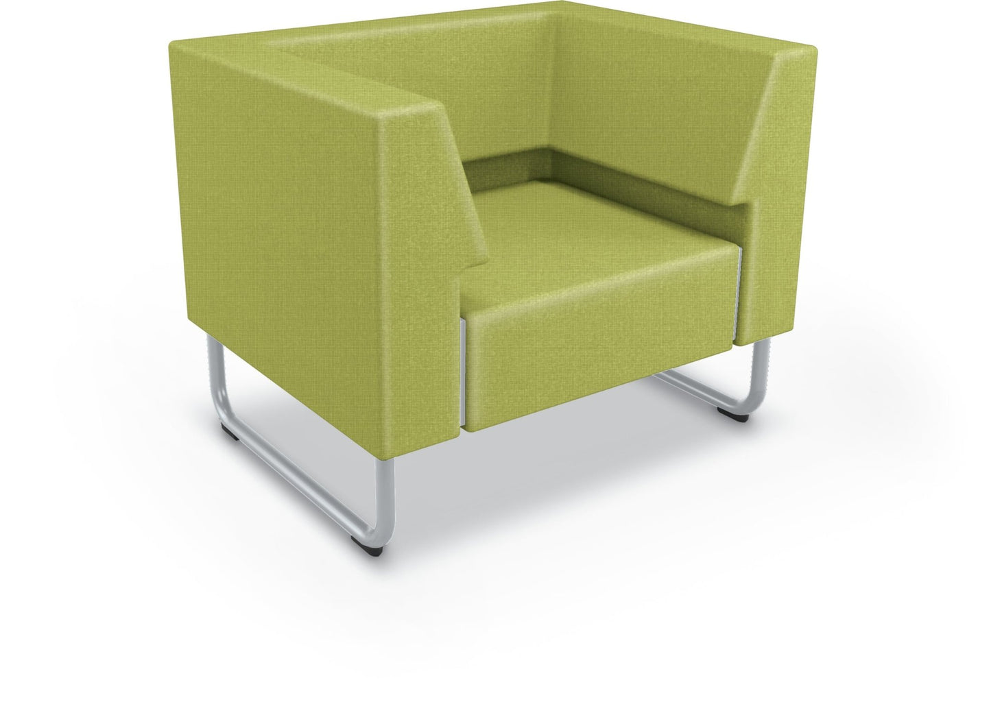 Mooreco Akt Soft Seating Lounge Chair - Both Arms - Grade 02 Fabric and Powder Coated Sled Legs - SchoolOutlet