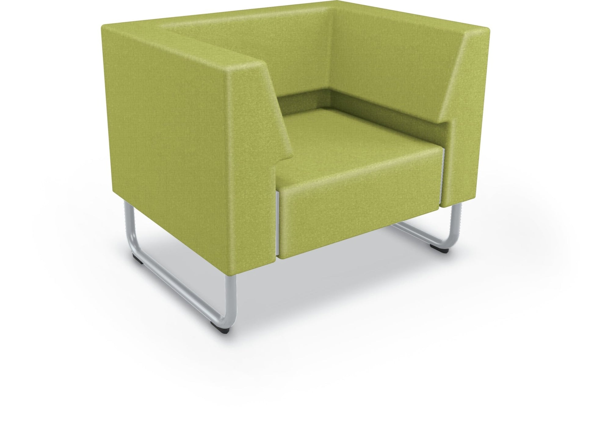 Mooreco Akt Soft Seating Lounge Chair - Both Arms - Grade 02 Fabric and Powder Coated Sled Legs - SchoolOutlet