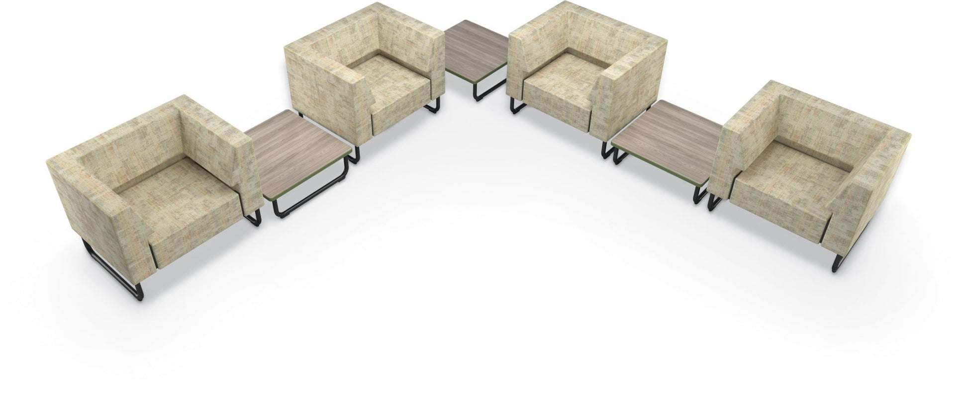 Mooreco Akt Soft Seating Lounge Chair - Both Arms - Grade 02 Fabric and Powder Coated Sled Legs - SchoolOutlet