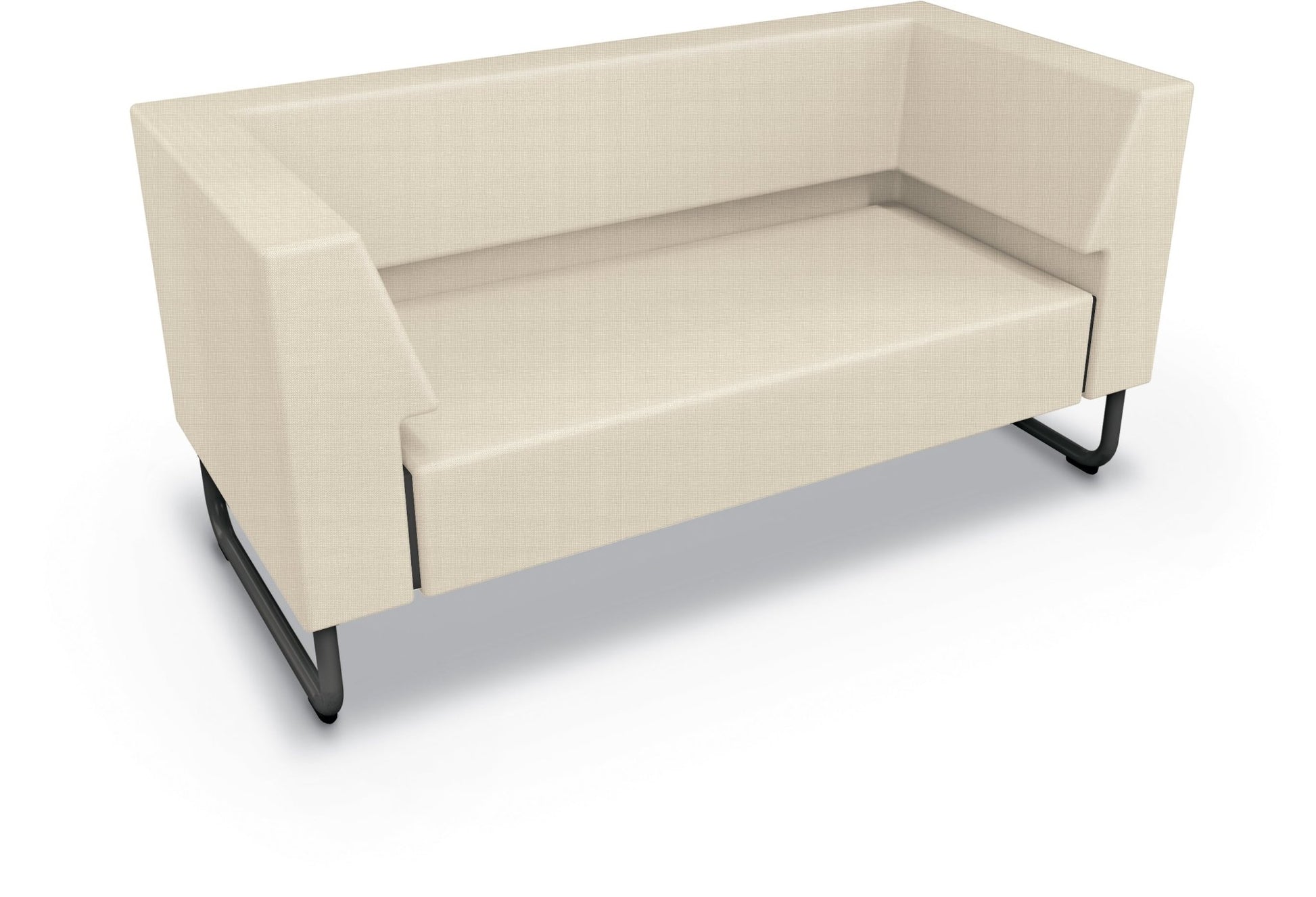Mooreco Akt Soft Seating Lounge Loveseat - Both Arms - Grade 02 Fabric and Powder Coated Sled Legs - SchoolOutlet