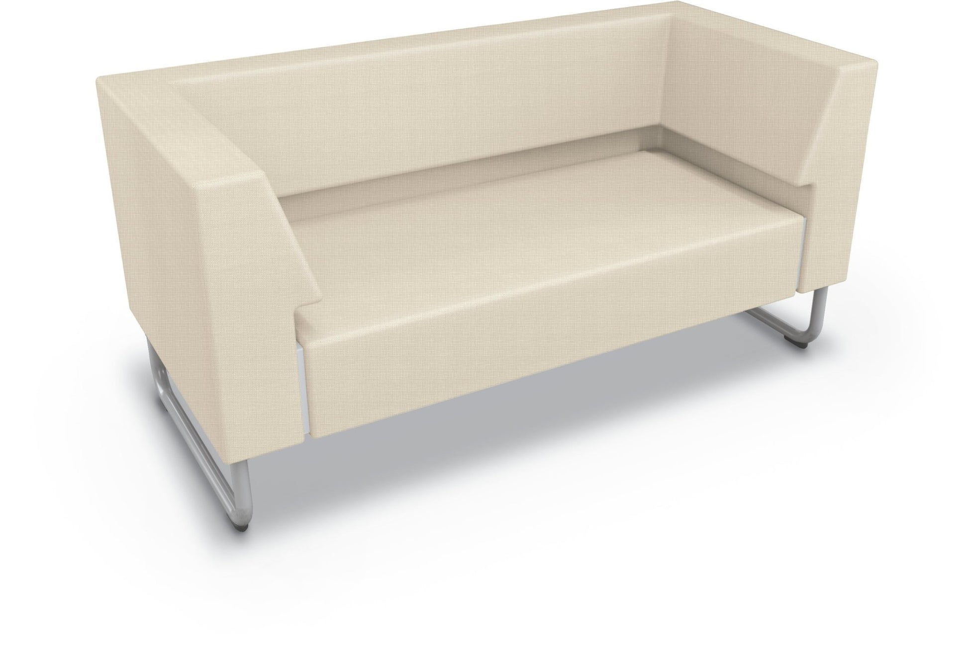 Mooreco Akt Soft Seating Lounge Loveseat - Both Arms - Grade 02 Fabric and Powder Coated Sled Legs - SchoolOutlet