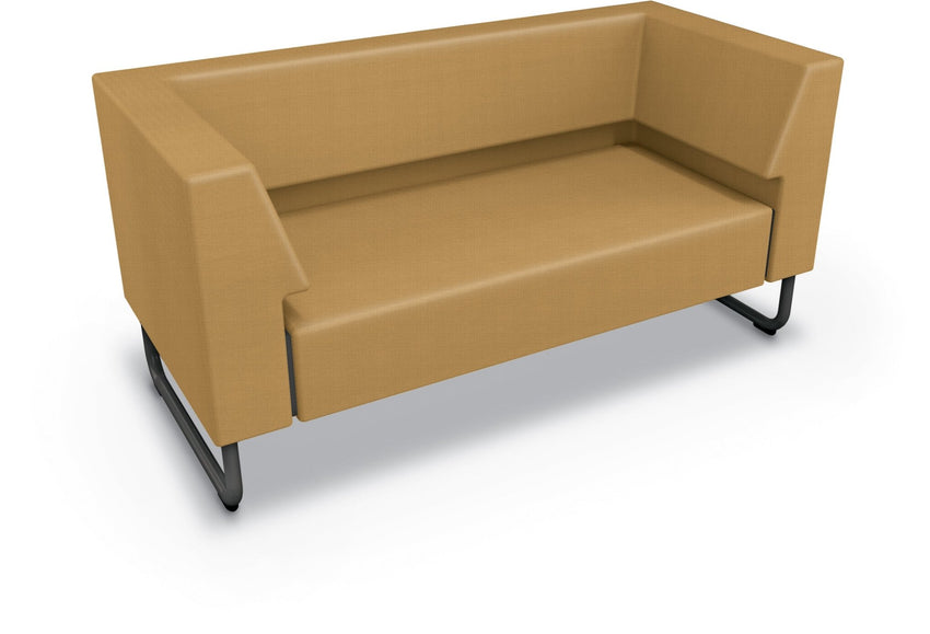 Mooreco Akt Soft Seating Lounge Loveseat - Both Arms - Grade 02 Fabric and Powder Coated Sled Legs - SchoolOutlet