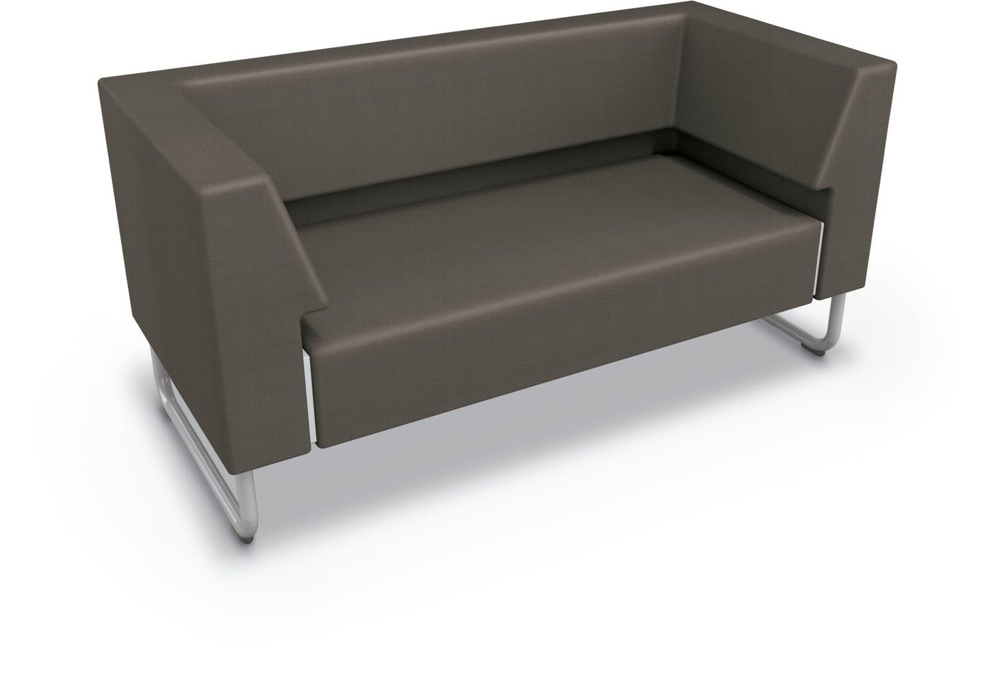 Mooreco Akt Soft Seating Lounge Loveseat - Both Arms - Grade 02 Fabric and Powder Coated Sled Legs - SchoolOutlet