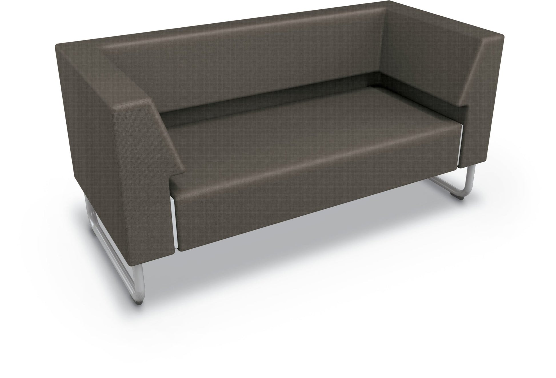 Mooreco Akt Soft Seating Lounge Loveseat - Both Arms - Grade 02 Fabric and Powder Coated Sled Legs - SchoolOutlet
